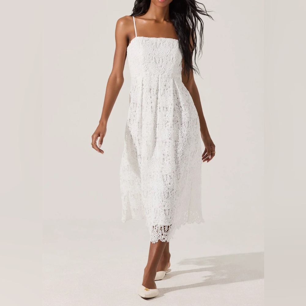 Astr - White Lace Midi Sundress - Size S